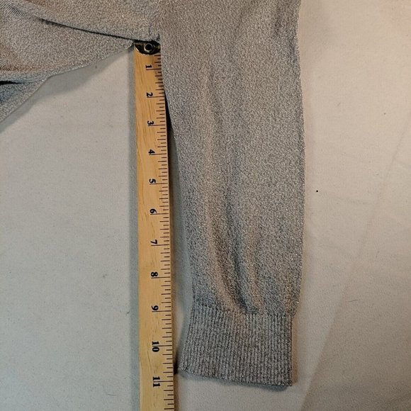 Contemporaine Simons Silver Glitter Cardigan Sweater Women Small S Lurex Grey - Picture 7 of 8